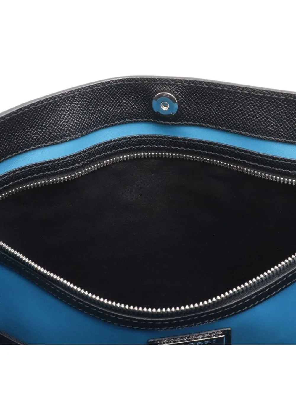 Bvlgari Man Business Briefcase Document Purse Leather Black Silver